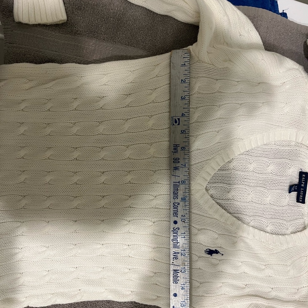 Ralph Lauren V-Neck Sweater in White - Picture 8 of 11